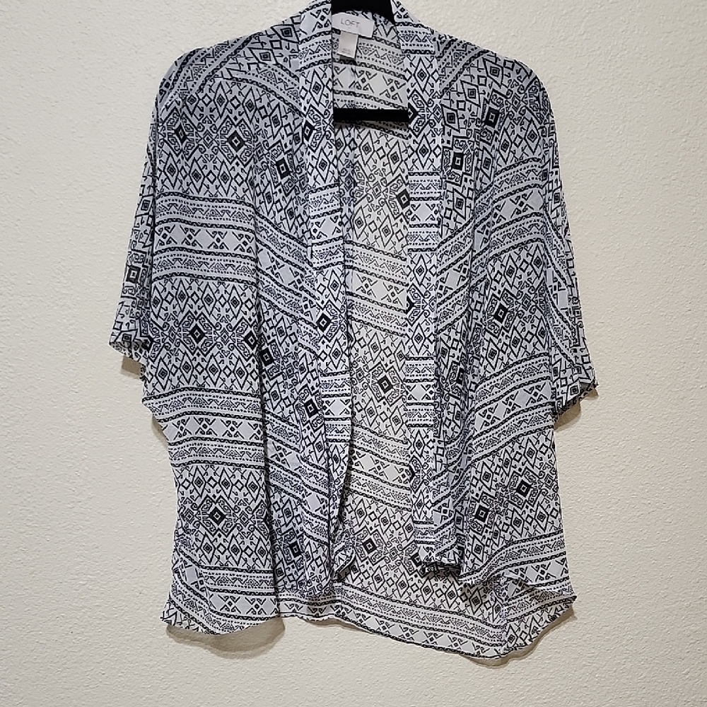 LOFT Black 3/4 Sleeve Relaxed Swim Coverup
